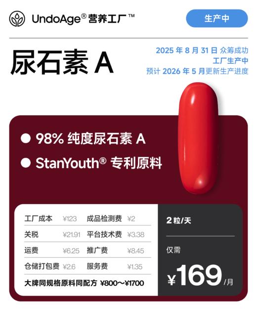 尿石素 A｜98% 纯度【2025 年 8 月 31 日 众筹成功，工厂生产中，预计 2026 年 5 月更新生产进度】 商品图0