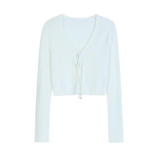 NEELLY纳俪商场同款夏季新款软糯显白针织开衫女长袖百搭通勤上衣N26044A04514 商品图3