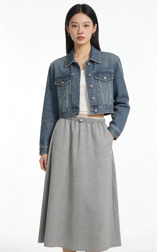 F030142日常休闲中长款A字廓形松紧腰半身裙 商品图9