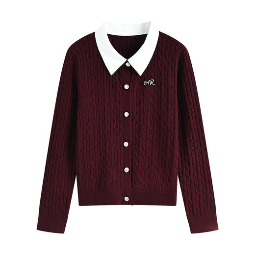 百媚生 气质优雅假两件翻领长袖针织开衫DFL11428 商品图4