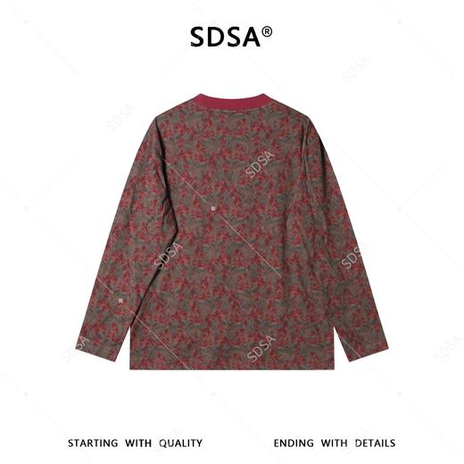 26T95SDSA男装2026新款植物花卉满印长袖T恤撞色罗纹领宽松圆领打底衫 商品图5