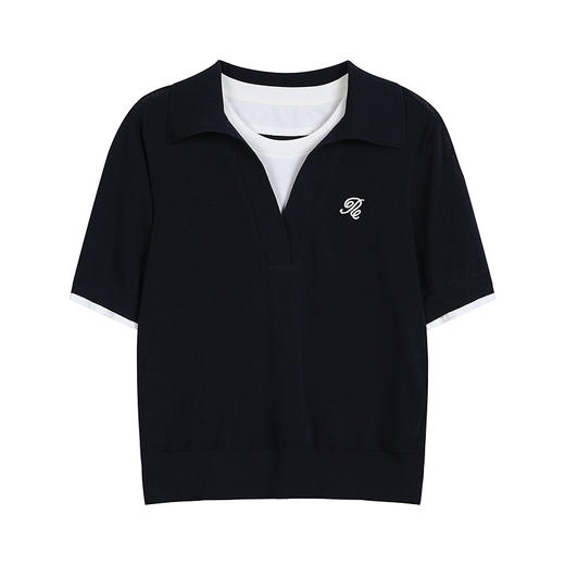 NEELLY纳俪商场同款春季新款假两件设计感针织衫女耐看气质上衣N26024A04510 商品图3