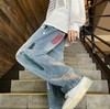 F030184高品质重工水洗刺绣涂鸦美式复古洗旧直筒牛仔裤 商品缩略图8