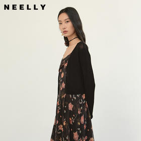 NEELLY纳俪商场同款夏季新款软糯显白针织开衫女长袖百搭通勤上衣N26044A04514