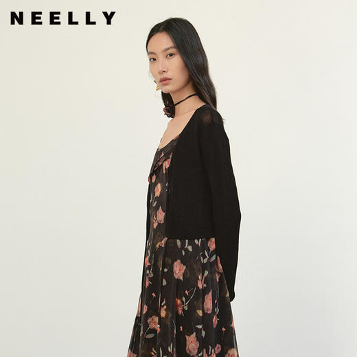 NEELLY纳俪商场同款夏季新款软糯显白针织开衫女长袖百搭通勤上衣N26044A04514 商品图0