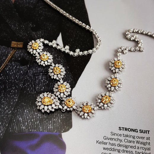 【天然正品】AU750收藏级白金豪镶太阳花造型设计师款4.3克拉钻石项链 链长：43CM（皆取最大值）110226TJ04 商品图3