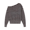 NEELLY纳俪商场同款春季新款时尚斜肩型条纹针织衫女宽松显瘦上衣N26023A01075 商品缩略图3