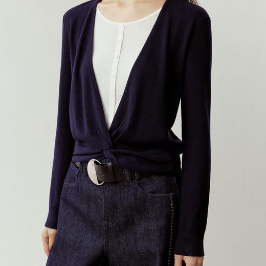 NEELLY纳俪商场同款春新款设计感撞色假两件针织衫女休闲通勤上衣N26023A01053 商品图2