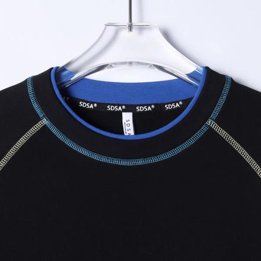 26T51SDSA男装2026新款潮牌街头风明线长袖撞色明线宽松圆领T恤 商品图3