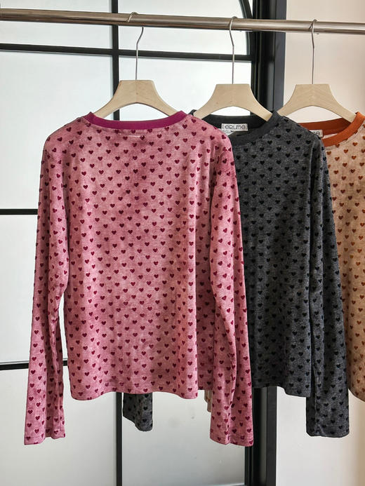 植绒爱心合体针织长袖T恤 商品图6