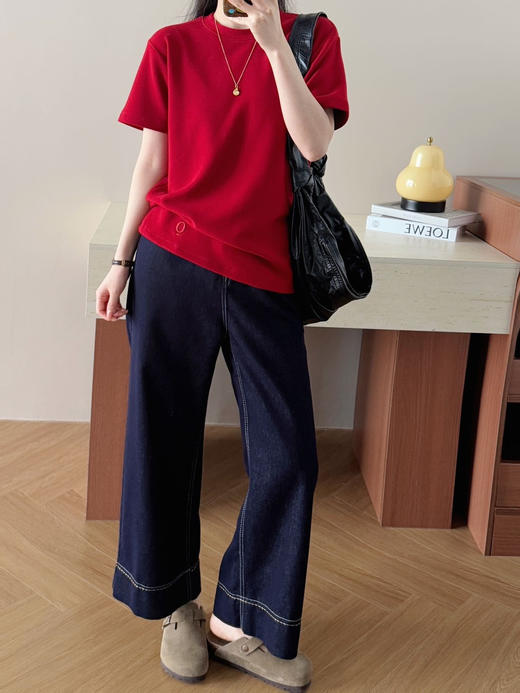 小众原单董洁同款R刺绣小o短袖 商品图3