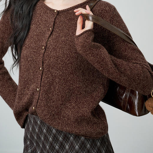 NEELLY纳俪商场同款春季新款时尚圆领杂色针织开衫女休闲通勤上衣N26014A06610 商品图2