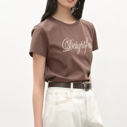 NEELLY纳俪商场同款夏季新款百搭字母印花T恤女简约时尚短款上衣N26044T04539 商品图2