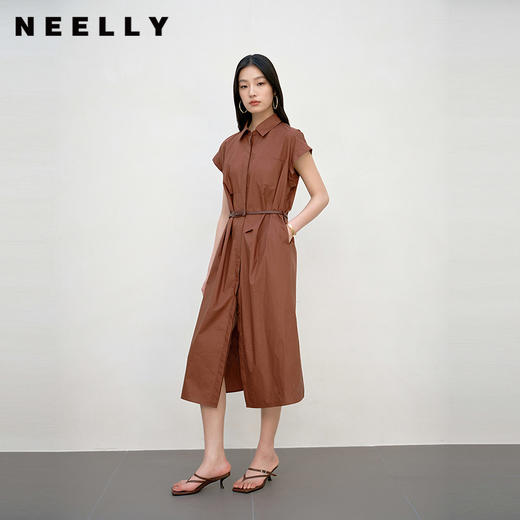 NEELLY纳俪商场同款夏新款复古气质通勤衬衫连衣裙女可露丽风长裙N26044Y04413 商品图0
