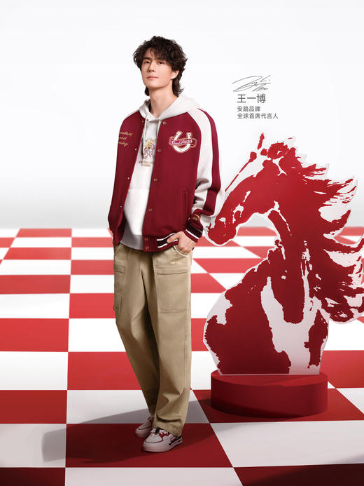 安踏好事发生丨新年红色棒球服夹克男士美式外套152618709N-3 商品图1