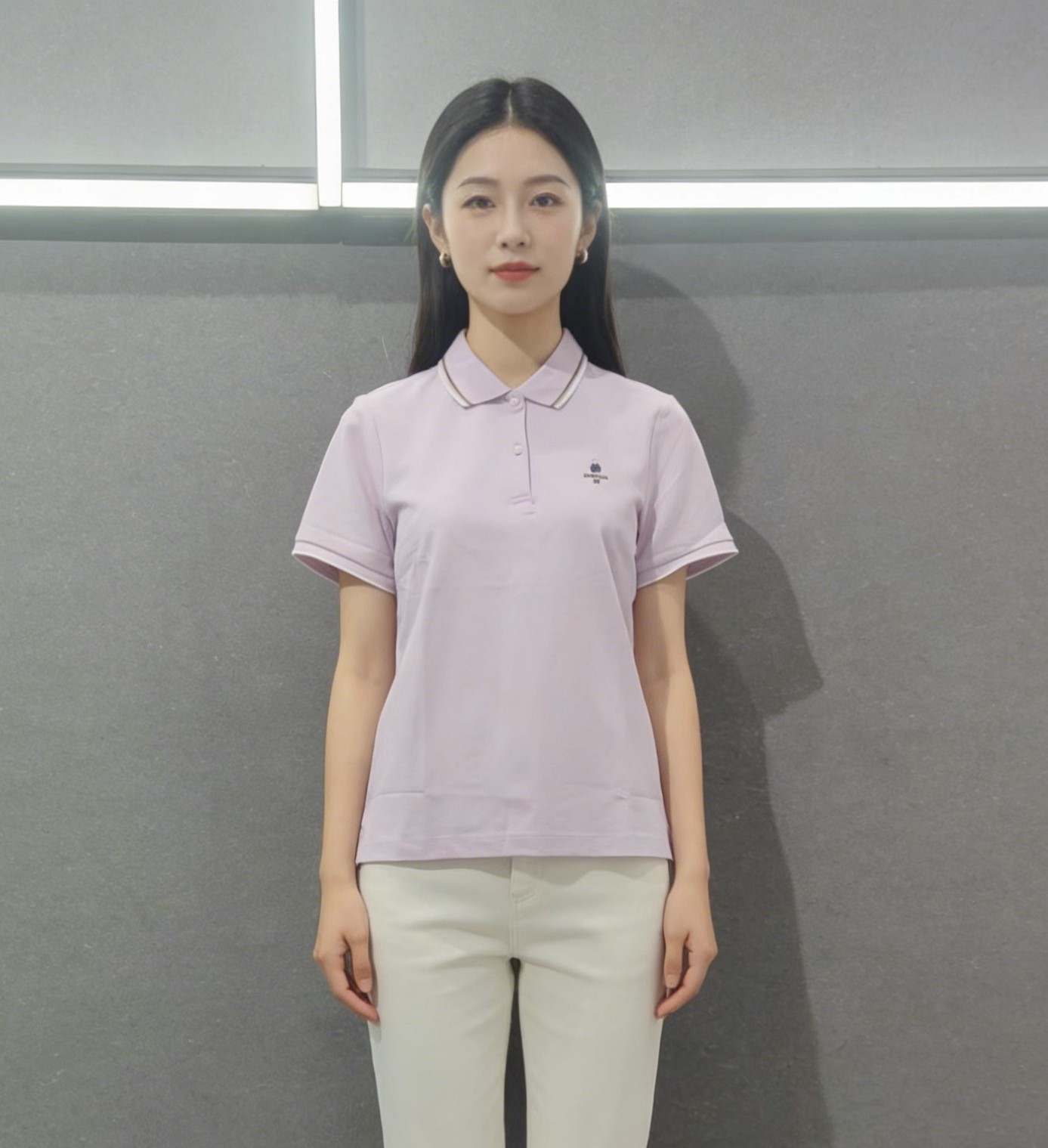 佐丹奴女装26年新款棉感莱卡珠地绣花短袖POLO衫05316252