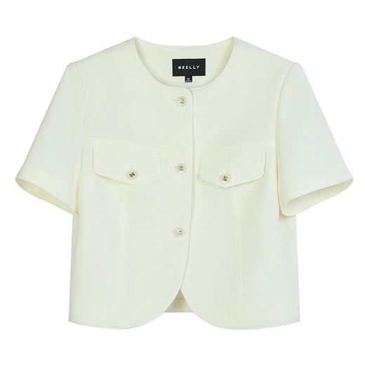 NEELLY纳俪商场同款夏季新款法式气质简约短外套女时尚通勤上衣N26044C04521 商品图3