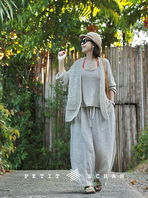 Petit Schan小闪 CLO#1053 Vining 蔓生 棉亚麻镂空卷边针织开衫 商品图2