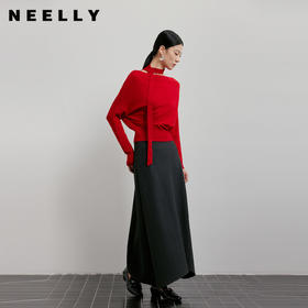 NEELLY纳俪商场同款春季新款优雅气质不规则半身裙女舒适收腰长裙N26011E01016