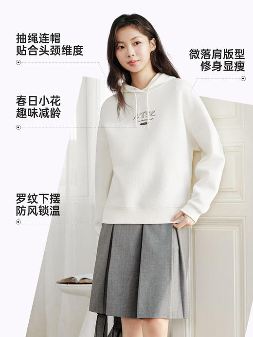 安踏易打理卫衣丨连帽套头衫卫衣女士新款印花休闲帽衫162618715S 商品图1