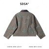 SDSA男装2026新款潮牌复古刺绣夹克植物刺绣皮质领上衣 商品缩略图4