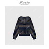 03-2潘依绣丁丁宠粉撞色条纹绒面韩系松弛休闲连帽卫衣F017 商品缩略图2