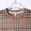 SDSA男装2026新款复古格纹圆领长袖T恤经典驼色格纹宽松休闲上衣 商品缩略图1