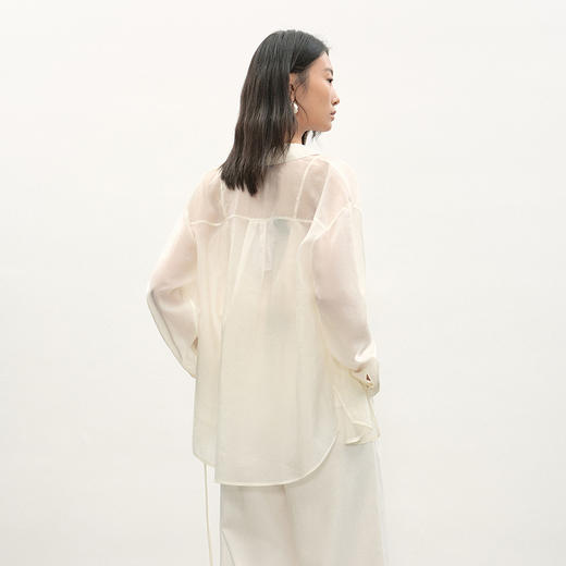 NEELLY纳俪商场同款夏季新款浅色垂感简约衬衫女时尚收腰显瘦上衣N26044B04519 商品图1
