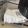 F030144四季可穿新款前短后长不对称暗纹四杠灰色百褶短裙 商品缩略图13
