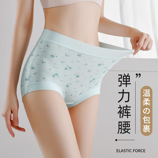 雀说 【5条】亲肤蚕丝抑菌裆莫代尔无痕小碎花女士内裤舒适高腰三角短裤 商品图1