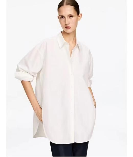 F030151肩部打褶藏肉显瘦宽大版单口袋中性风衬衫 商品图8