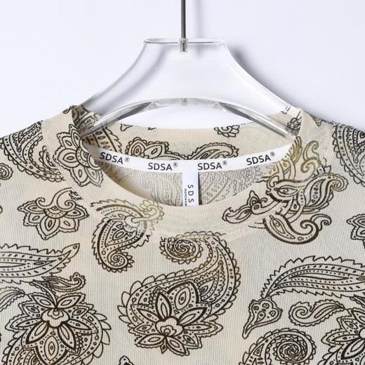 SDSA男装2026新款腰果花满印长袖T恤复古民族风宽松圆领打底衫 商品图1