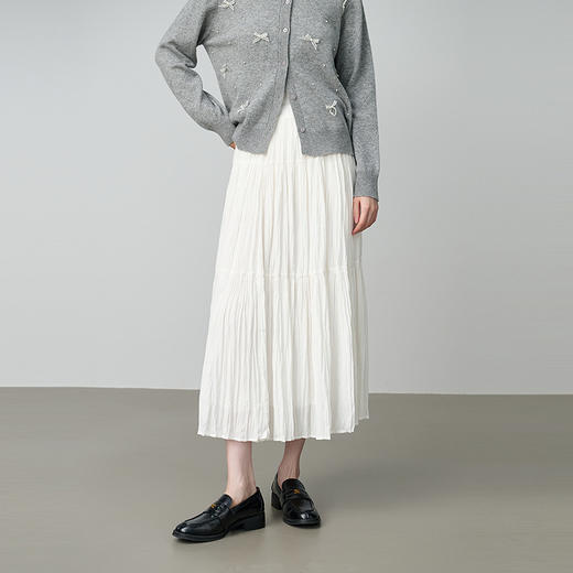 NEELLY纳俪秋冬新款商场同款甜美垂感蛋糕半身裙女收腰减龄长裙N26054E04507 商品图3