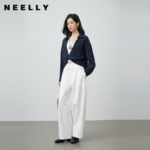 NEELLY纳俪商场同款春新款经典百搭白色休闲直筒裤女舒适户外长裤N26014H05504 商品图0