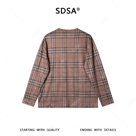 SDSA男装2026新款复古格纹圆领长袖T恤经典驼色格纹宽松休闲上衣 商品图4