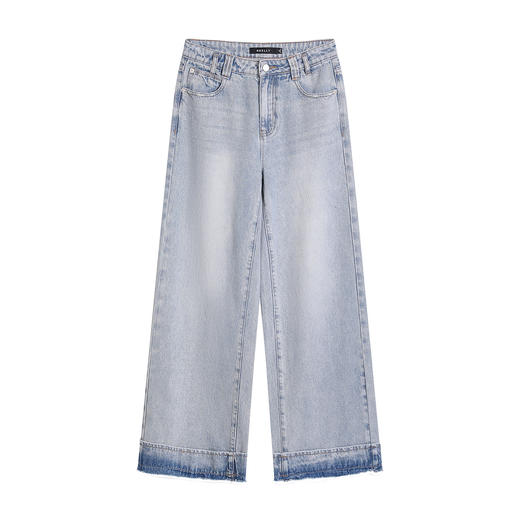 NEELLY纳俪商场同款春季新款时尚阔腿垂顺牛仔裤女慵懒松弛感长裤N26023H01094 商品图3