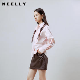 NEELLY纳俪商场同款春季新款简约通勤衬衫女休闲叠穿百搭风外套N26011B01012
