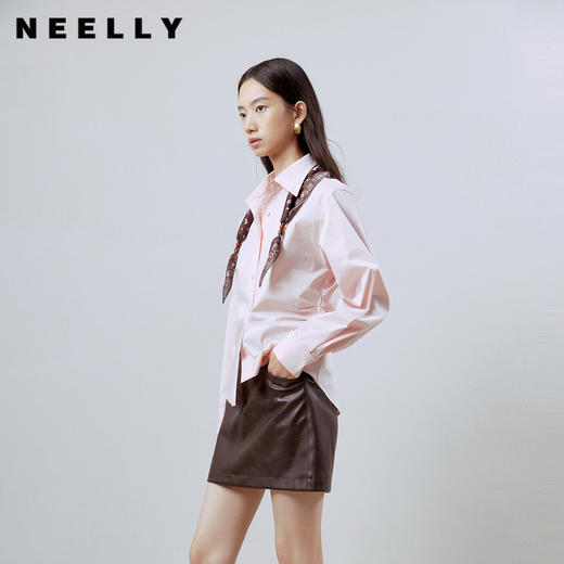 NEELLY纳俪商场同款春季新款简约通勤衬衫女休闲叠穿百搭风外套N26011B01012 商品图0