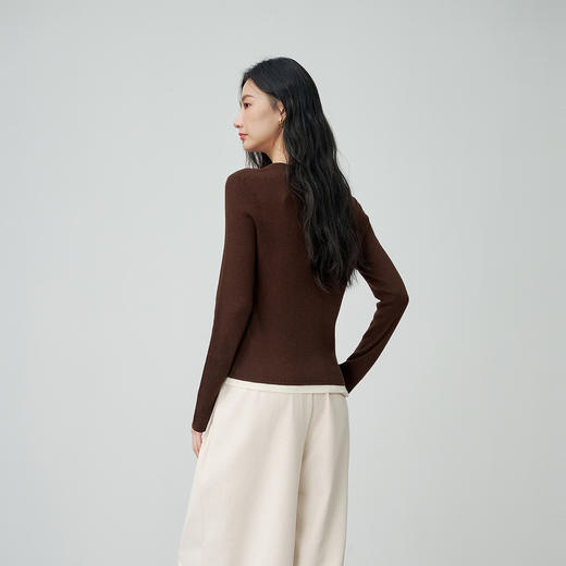 NEELLY纳俪商场同款春季新款时尚修身假两件针织衫女显瘦休闲上衣N26014A03310 商品图1