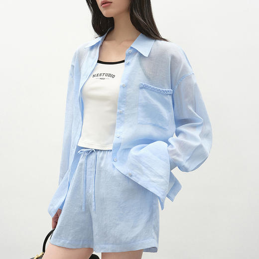 NEELLY纳俪商场同款夏季新款时尚显白简约衬衫两件套女休闲套装N26044Z04546 商品图2