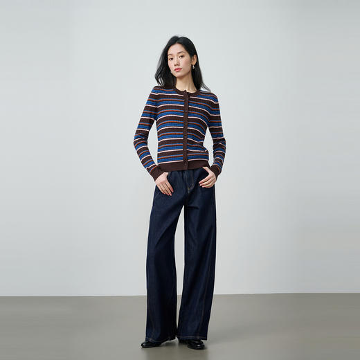 NEELLY纳俪商场同款春季新款复古阔腿高腰牛仔裤女休闲直筒长裤N26014H03313 商品图3