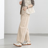 百媚生 棉质麻色阔腿牛仔裤女高腰宽松九分弯刀裤子EC86021 商品缩略图2