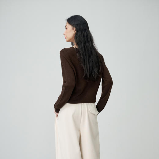 NEELLY纳俪商场同款春季新款软糯亲肤V领针织衫女显瘦百搭上衣N26014A03305 商品图1