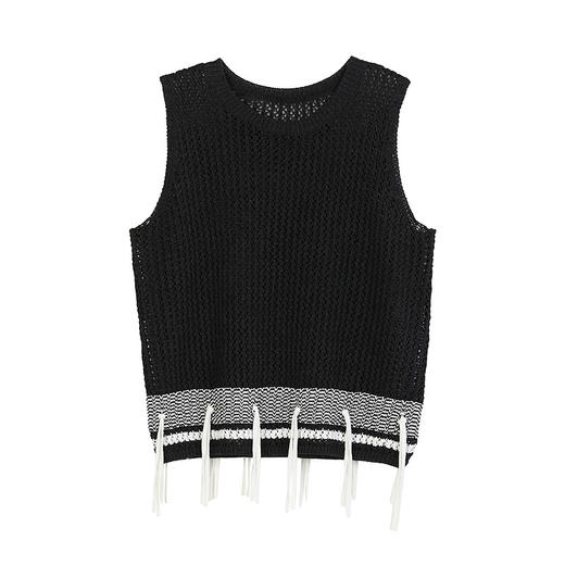 NEELLY纳俪商场同款夏季新款时尚镂空背心针织衫女宽松舒适上衣N26044A04547 商品图3