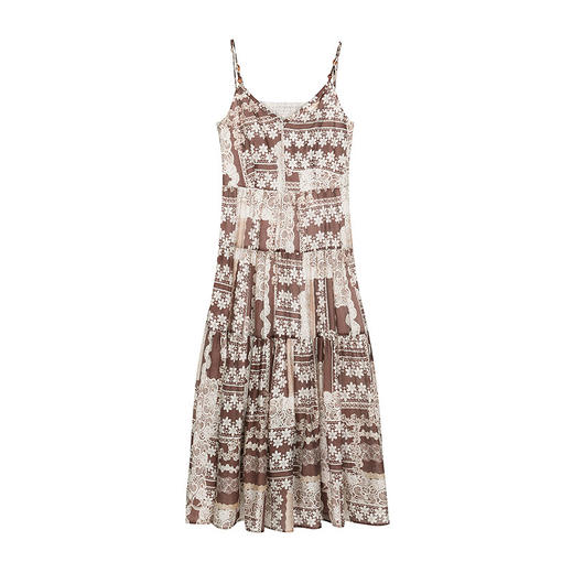 NEELLY纳俪商场同款春新款气质印花吊带连衣裙女中长款收腰A字裙N26034Y04508 商品图3