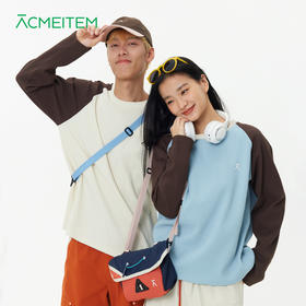 【出游季特惠-春夏新品】ACMEITEM爱棵米 运动亲子拼色华夫格圆领长袖T恤休闲宽松卫衣男女GAH3340625A