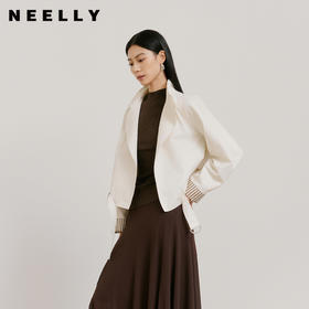 NEELLY纳俪商场同款春新款时尚休闲百搭短风衣女宽松利落廓形外套N26021F01073