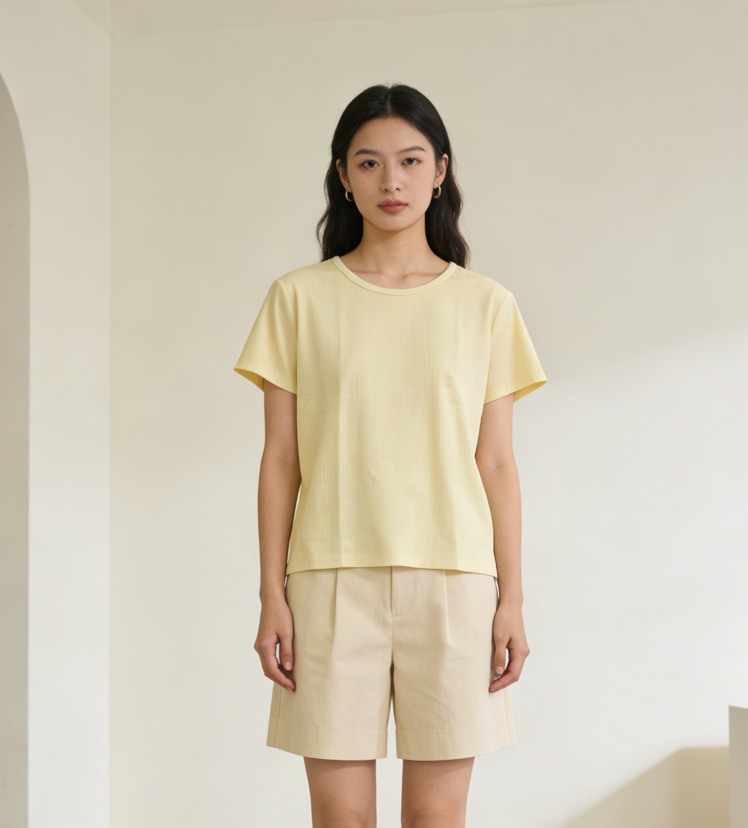 佐丹奴女装26年新款坑条罗纹圆领短袖T恤衫05326253