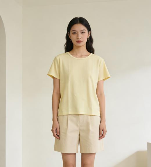 佐丹奴女装26年新款坑条罗纹圆领短袖T恤衫05326253 商品图0