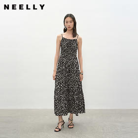 NEELLY纳俪商场同款夏季新款减龄俏皮碎花吊带连衣裙女收腰中长裙N26044Y04572